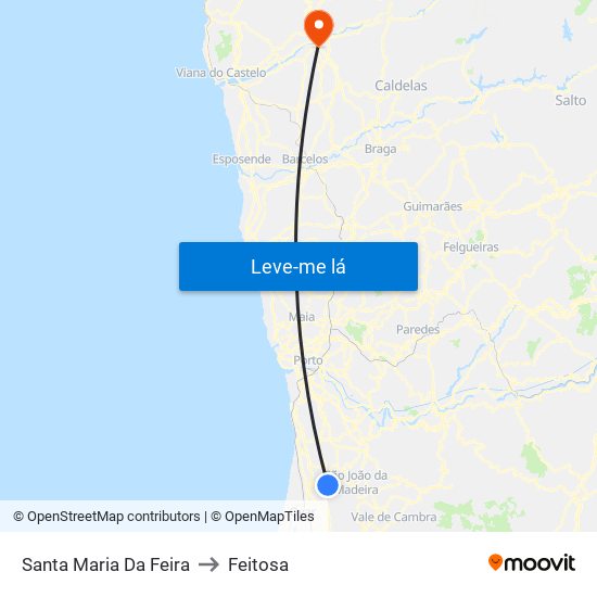 Santa Maria Da Feira to Feitosa map
