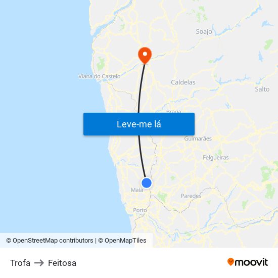 Trofa to Feitosa map