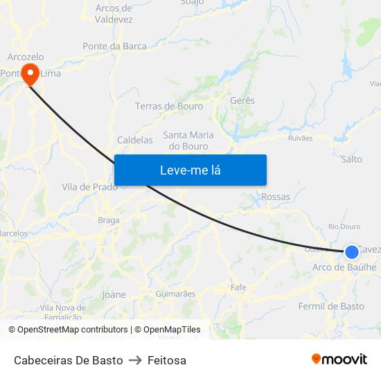 Cabeceiras De Basto to Feitosa map