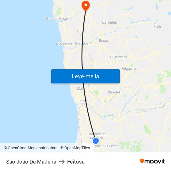 São João Da Madeira to Feitosa map