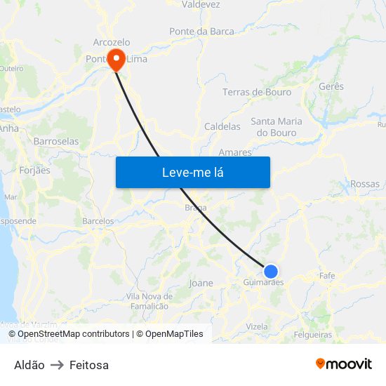 Aldão to Feitosa map