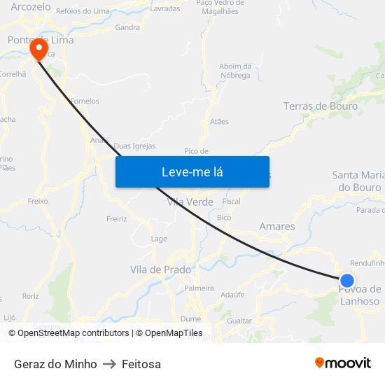 Geraz do Minho to Feitosa map