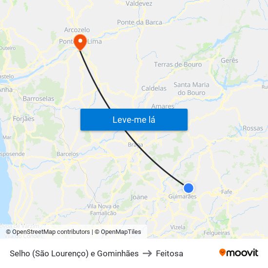 Selho (São Lourenço) e Gominhães to Feitosa map