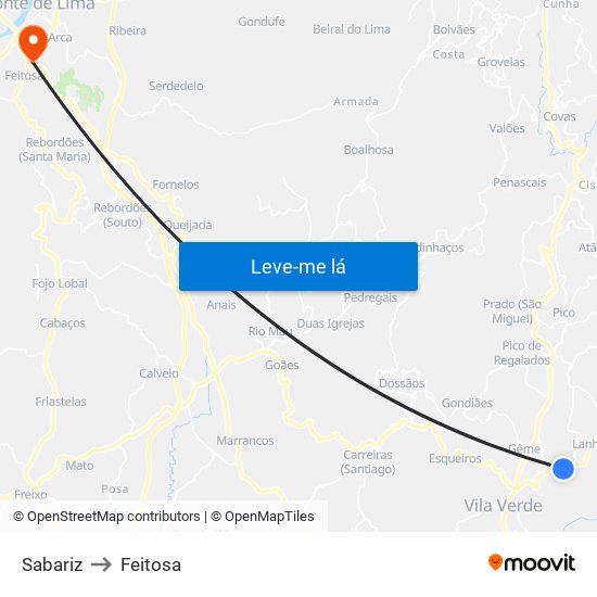 Sabariz to Feitosa map