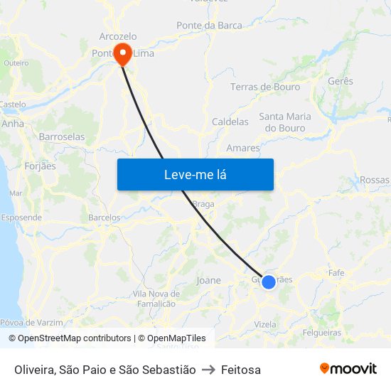 Oliveira, São Paio e São Sebastião to Feitosa map