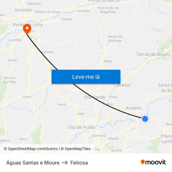 Águas Santas e Moure to Feitosa map