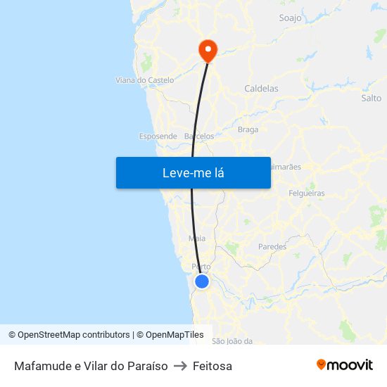 Mafamude e Vilar do Paraíso to Feitosa map