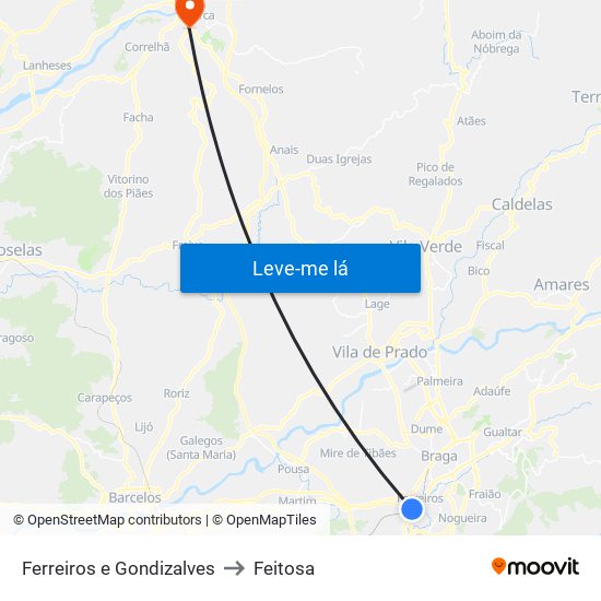 Ferreiros e Gondizalves to Feitosa map