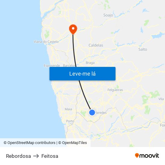 Rebordosa to Feitosa map