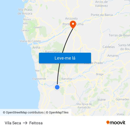 Vila Seca to Feitosa map