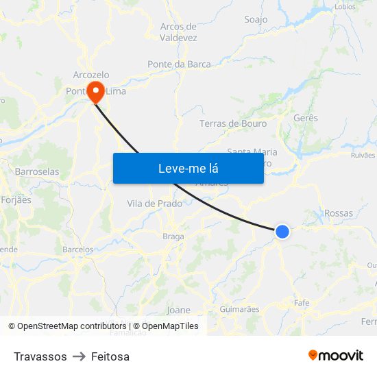 Travassos to Feitosa map