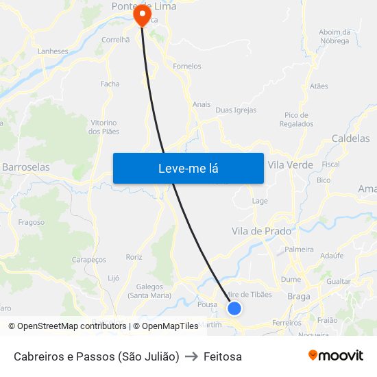 Cabreiros e Passos (São Julião) to Feitosa map