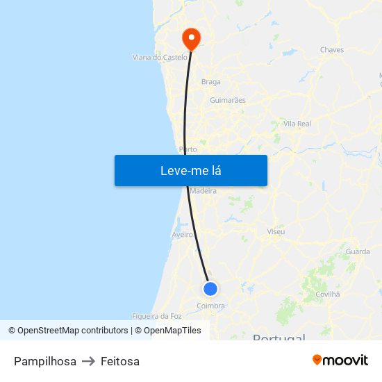 Pampilhosa to Feitosa map