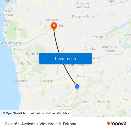 Celeirós, Aveleda e Vimieiro to Feitosa map