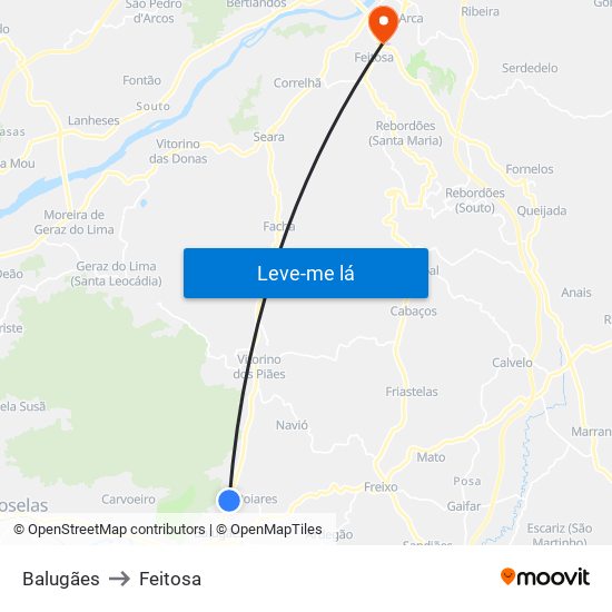 Balugães to Feitosa map