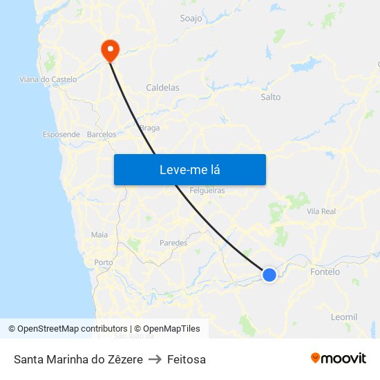 Santa Marinha do Zêzere to Feitosa map