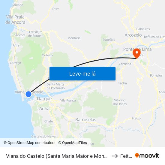 Viana do Castelo (Santa Maria Maior e Monserrate) e Meadela to Feitosa map