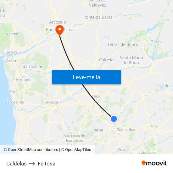 Caldelas to Feitosa map