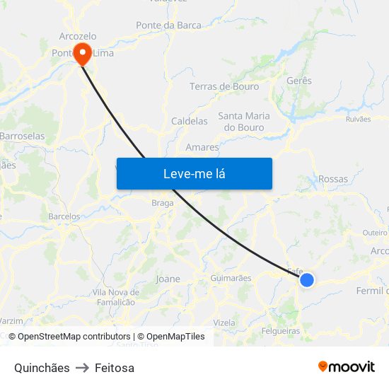 Quinchães to Feitosa map