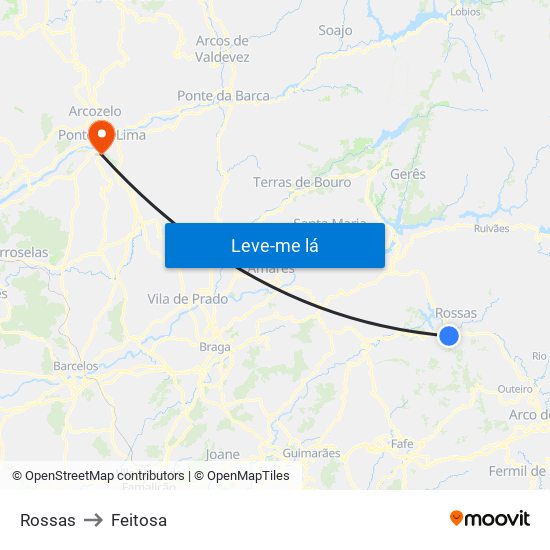 Rossas to Feitosa map