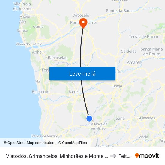 Viatodos, Grimancelos, Minhotães e Monte de Fralães to Feitosa map