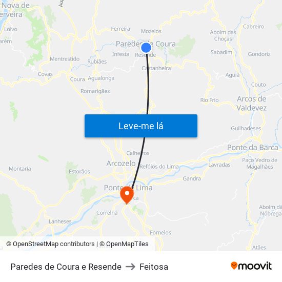 Paredes de Coura e Resende to Feitosa map
