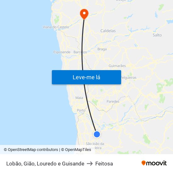 Lobão, Gião, Louredo e Guisande to Feitosa map