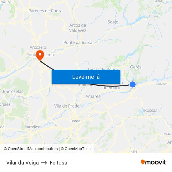 Vilar da Veiga to Feitosa map