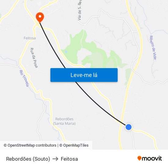 Rebordões (Souto) to Feitosa map