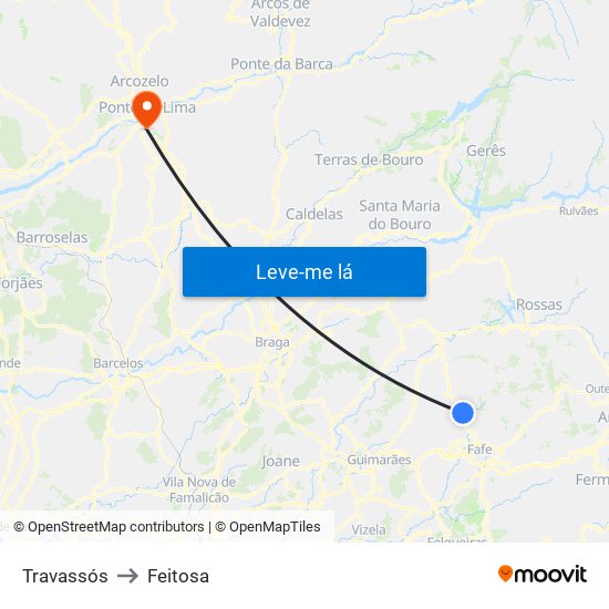 Travassós to Feitosa map