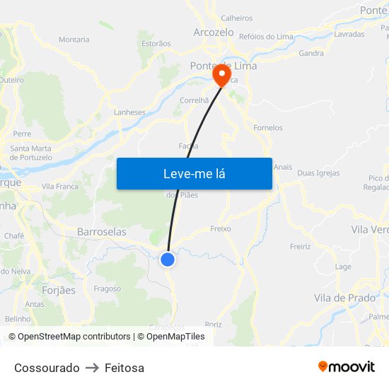 Cossourado to Feitosa map