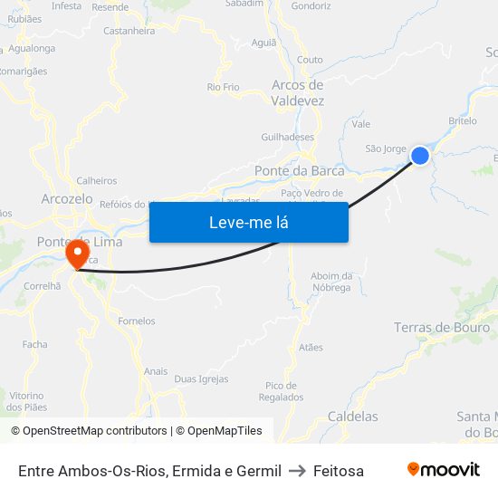 Entre Ambos-Os-Rios, Ermida e Germil to Feitosa map