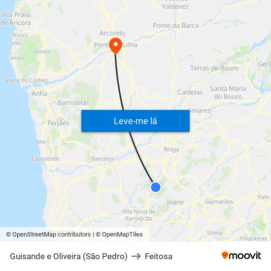 Guisande e Oliveira (São Pedro) to Feitosa map