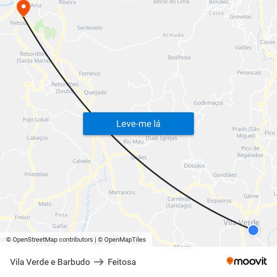 Vila Verde e Barbudo to Feitosa map