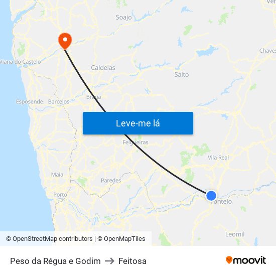 Peso da Régua e Godim to Feitosa map