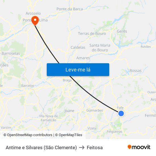Antime e Silvares (São Clemente) to Feitosa map