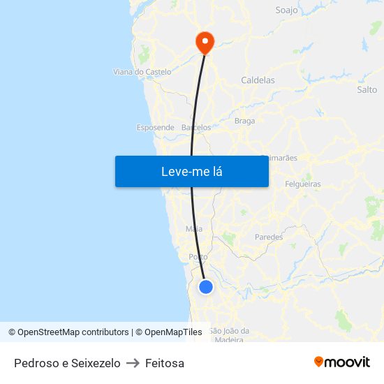 Pedroso e Seixezelo to Feitosa map