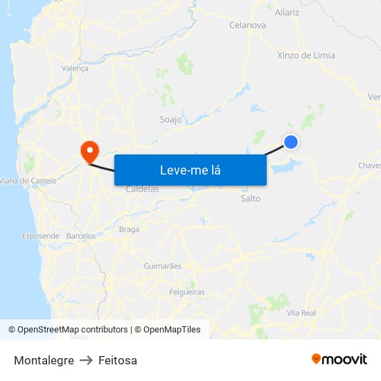 Montalegre to Feitosa map