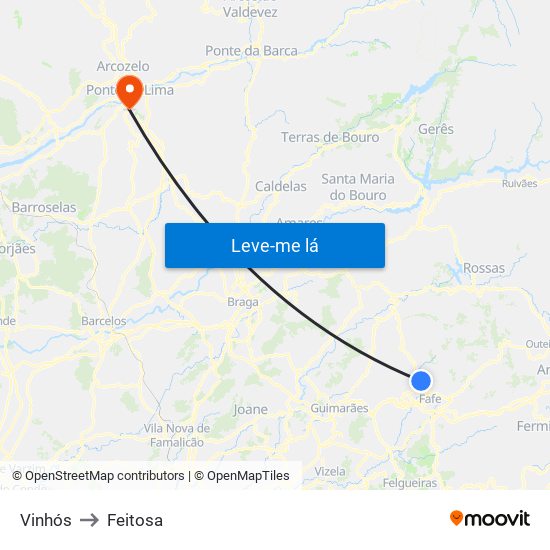 Vinhós to Feitosa map