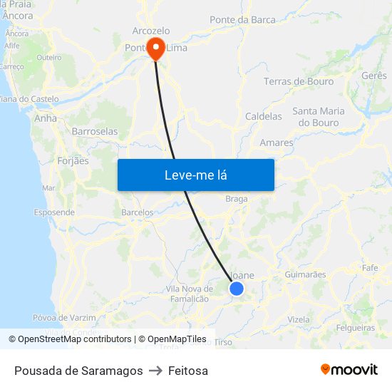 Pousada de Saramagos to Feitosa map