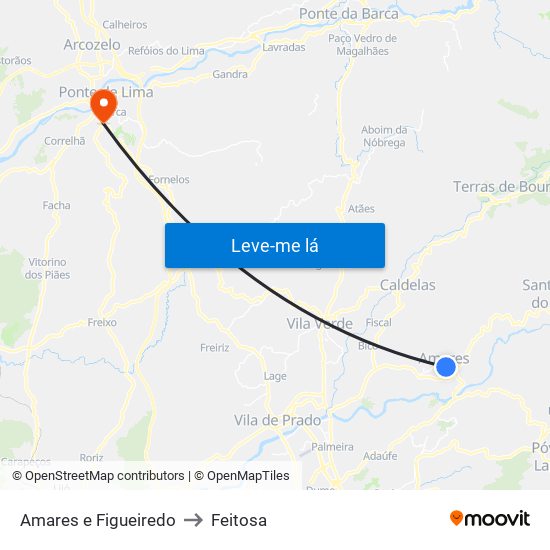 Amares e Figueiredo to Feitosa map