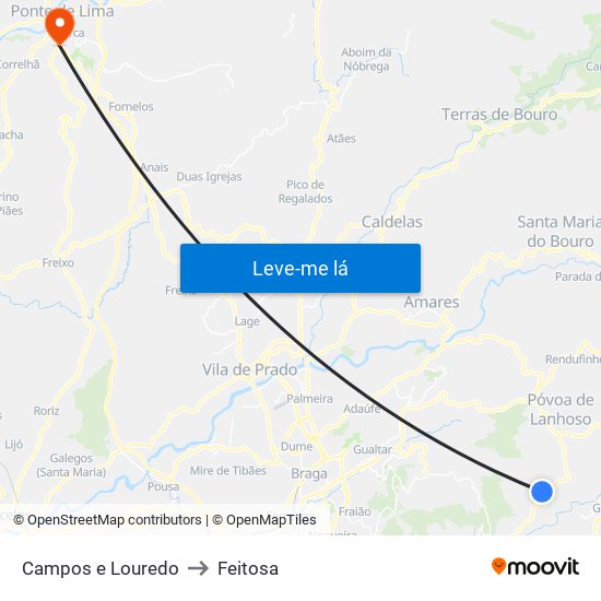 Campos e Louredo to Feitosa map