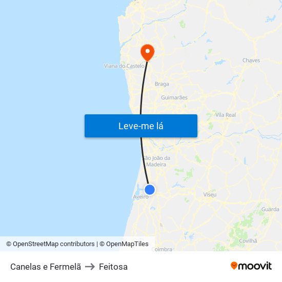 Canelas e Fermelã to Feitosa map