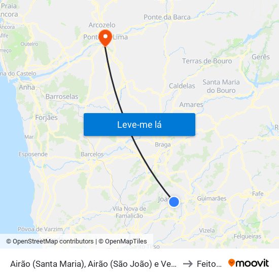 Airão (Santa Maria), Airão (São João) e Vermil to Feitosa map