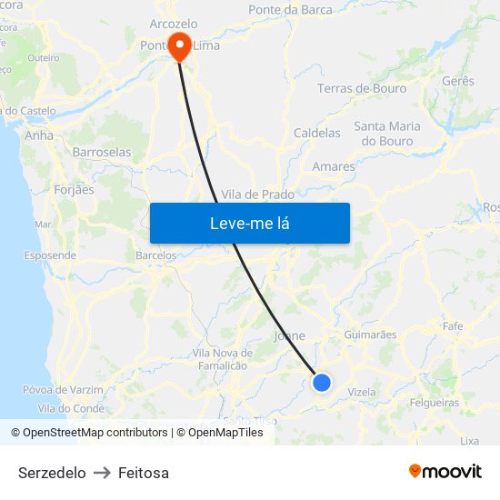 Serzedelo to Feitosa map