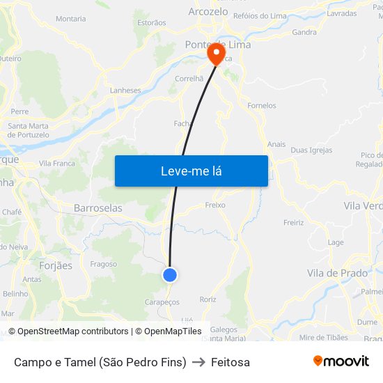 Campo e Tamel (São Pedro Fins) to Feitosa map