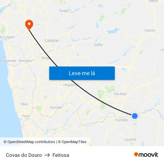 Covas do Douro to Feitosa map