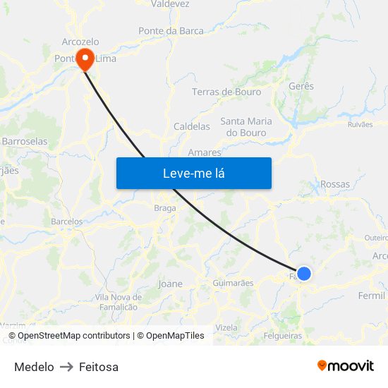 Medelo to Feitosa map