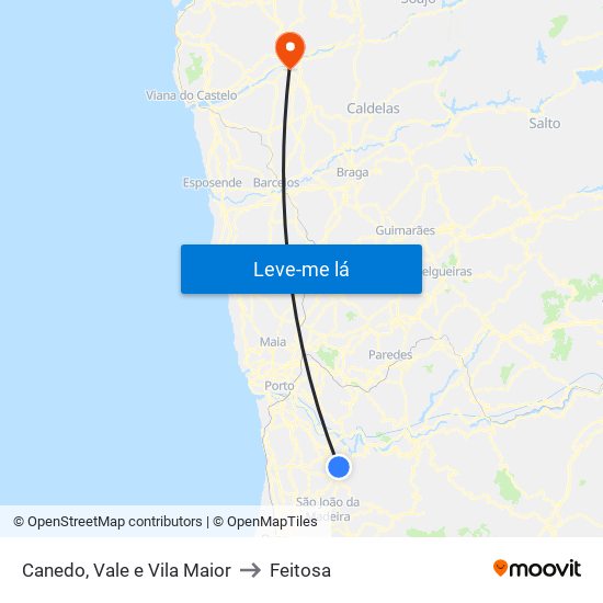 Canedo, Vale e Vila Maior to Feitosa map