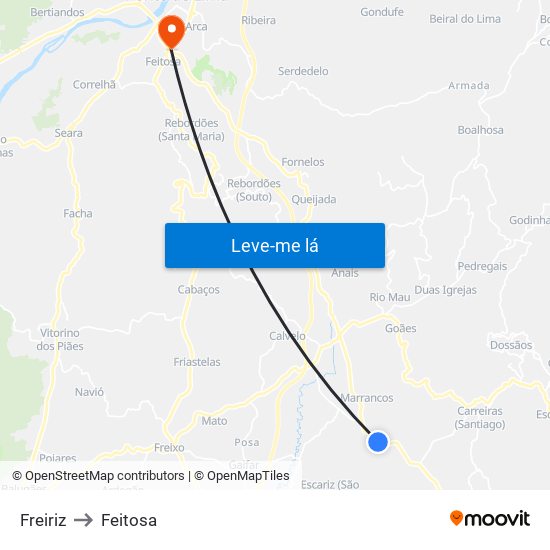 Freiriz to Feitosa map